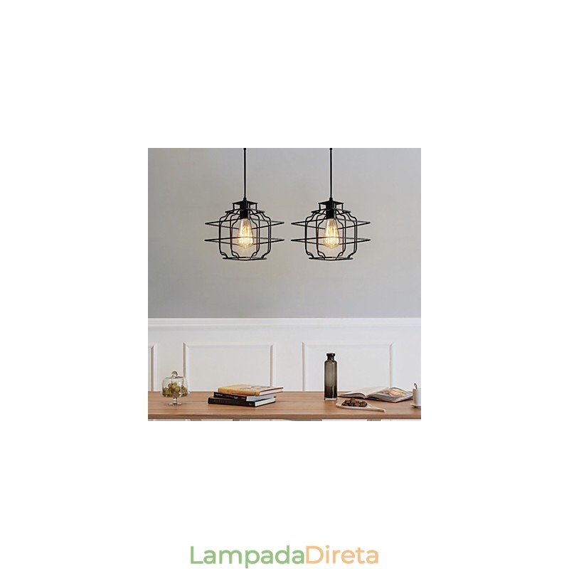 Luminária pendente de metal com design retrô