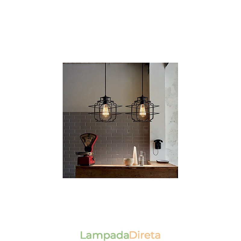 Luminária pendente de metal com design retrô