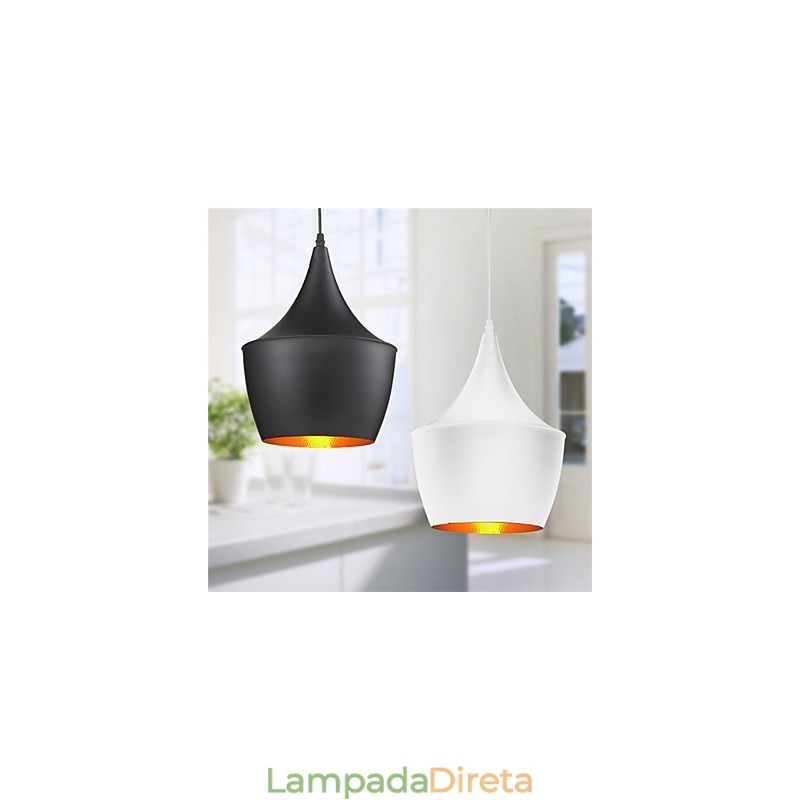 Luminária pendente retrô vintage Tom Dixon design preto branco tipo café luminárias pendentes
