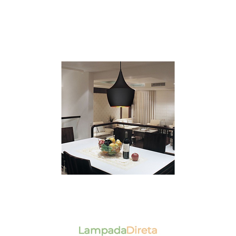 Luminária pendente retrô vintage Tom Dixon design preto branco tipo café luminárias pendentes