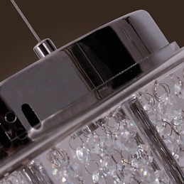 Luminária pendente de cristal artística de 6 luzes com cúpula de vidro