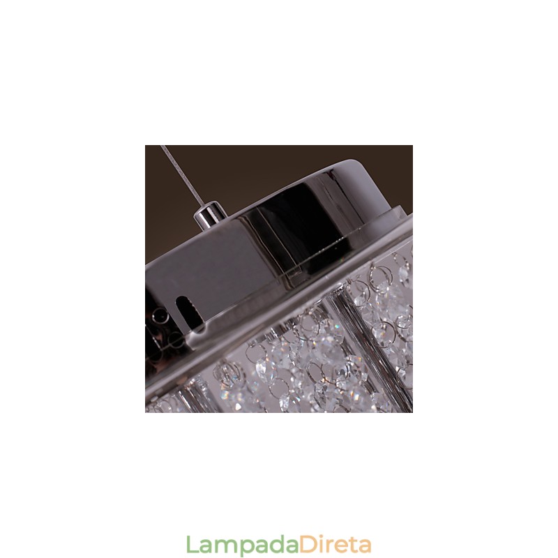 Luminária pendente de cristal artística de 6 luzes com cúpula de vidro