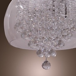Luminária pendente de cristal artística de 6 luzes com cúpula de vidro