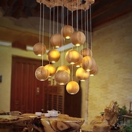Luminárias pendentes estilo mini lanterna madeira bambu