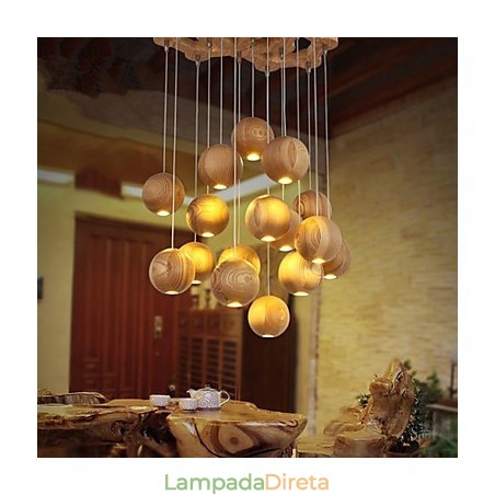 Luminárias pendentes estilo mini lanterna madeira bambu Luminárias pendentes estilo mini lanterna madeira bambu