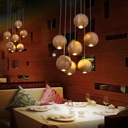Luminárias pendentes estilo mini lanterna madeira bambu