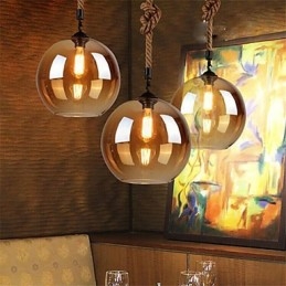 Loft American Rope Retro Lighting Luzes Pendentes De Vidro
