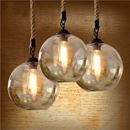 Loft American Rope Retro Lighting Luzes Pendentes De Vidro