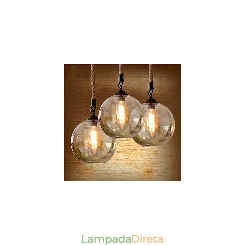 Loft American Rope Retro Lighting Luzes Pendentes De Vidro