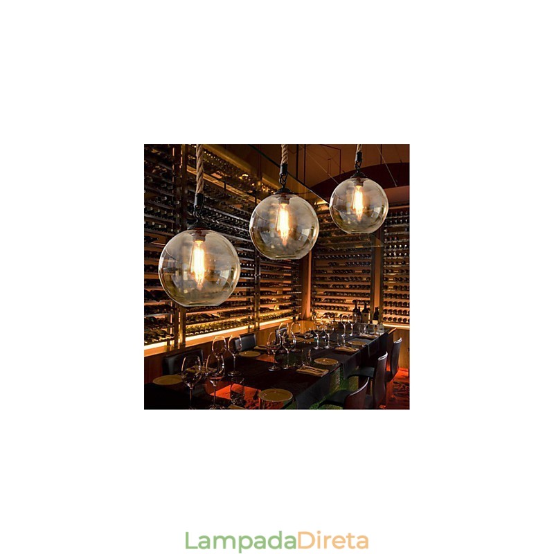 Loft American Rope Retro Lighting Luzes Pendentes De Vidro