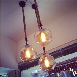 Loft American Rope Retro Lighting Luzes Pendentes De Vidro