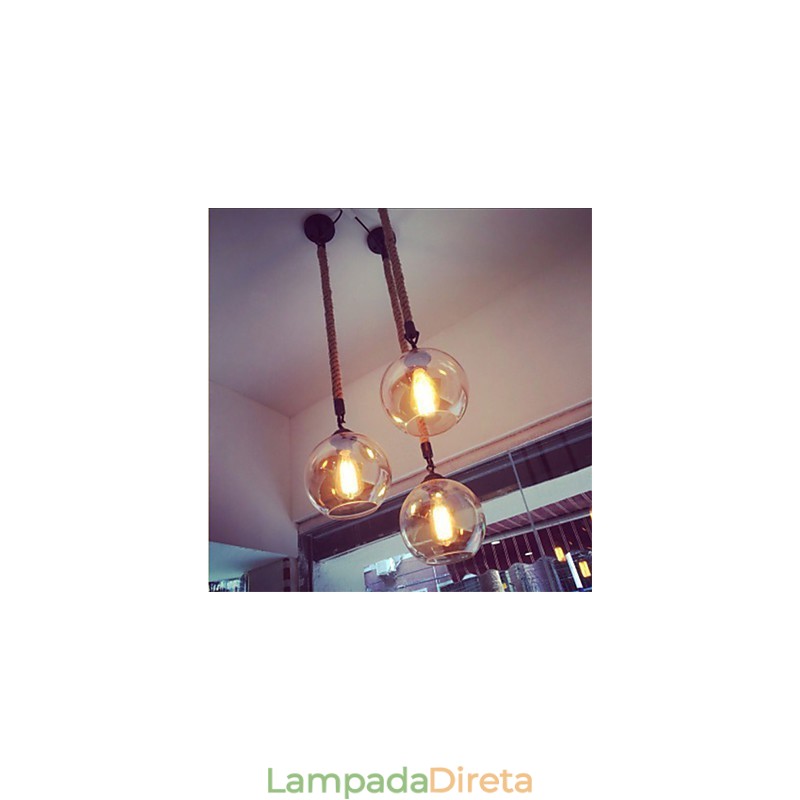 Loft American Rope Retro Lighting Luzes Pendentes De Vidro