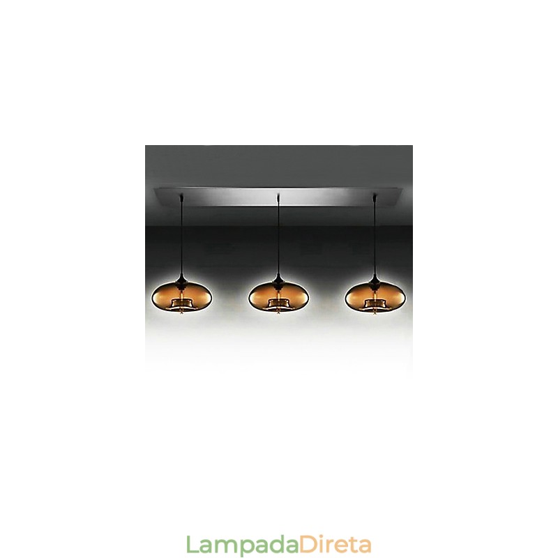 Luminária pendente de vidro moderna com 3 luzes em design de bolha marrom