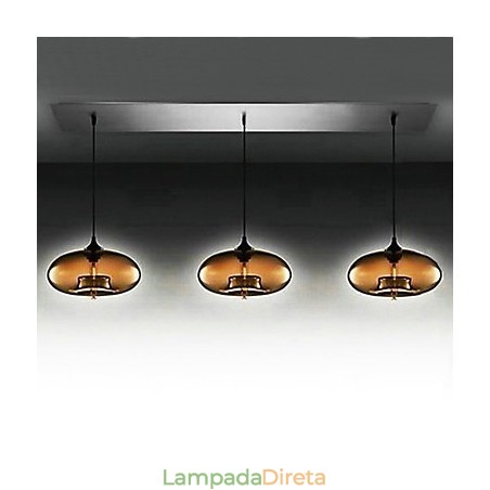 Luminária pendente de vidro moderna com 3 luzes em design de bolha marrom Luminária pendente de vidro moderna com 3 luzes em design de bolha marrom