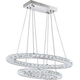 Luminária pendente de cristal moderna com anel duplo oval para