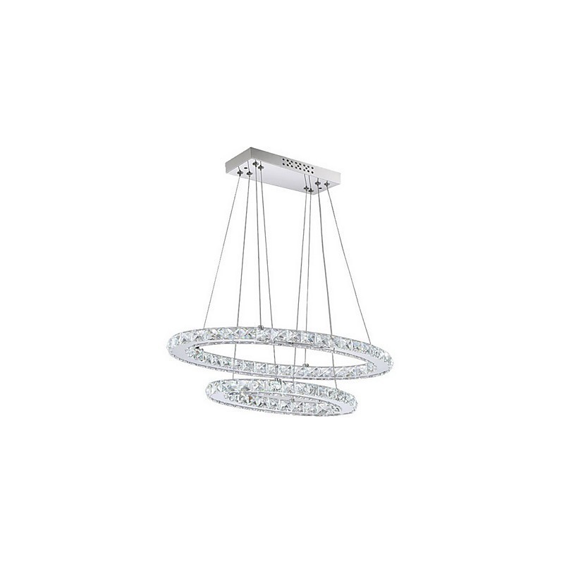 Luminária pendente de cristal moderna com anel duplo oval para