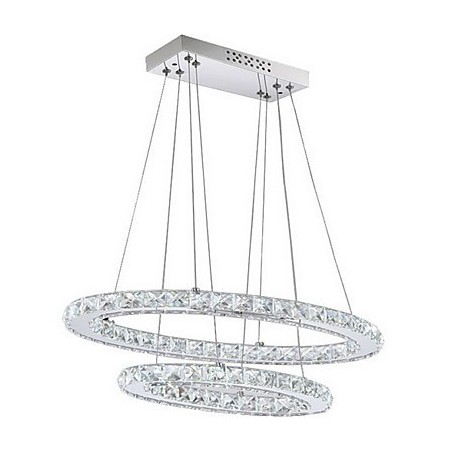 Luminária pendente de cristal moderna com anel duplo oval para Luminária pendente de cristal moderna com anel duplo oval para