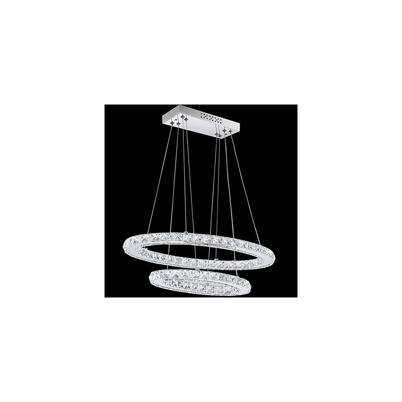 Luminária pendente de cristal moderna com anel duplo oval para