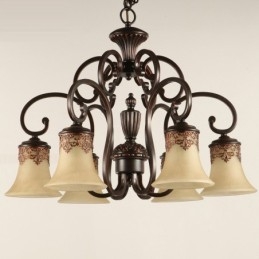Lustre Pendente 6 Luzes Vintage Country Island Metal+Vidro