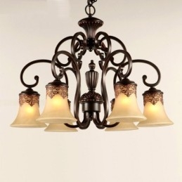 Lustre Pendente 6 Luzes Vintage Country Island Metal+Vidro