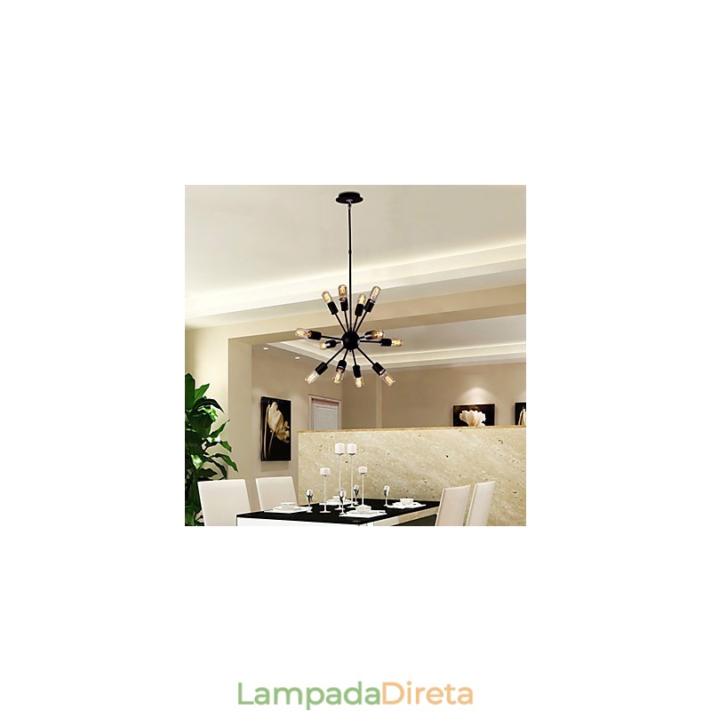 Lustre de ferro de vanguarda com 12 luzes