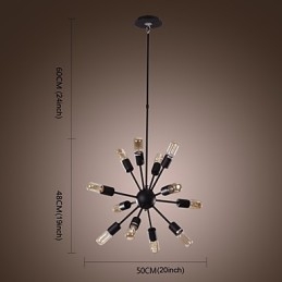Lustre de ferro de vanguarda com 12 luzes