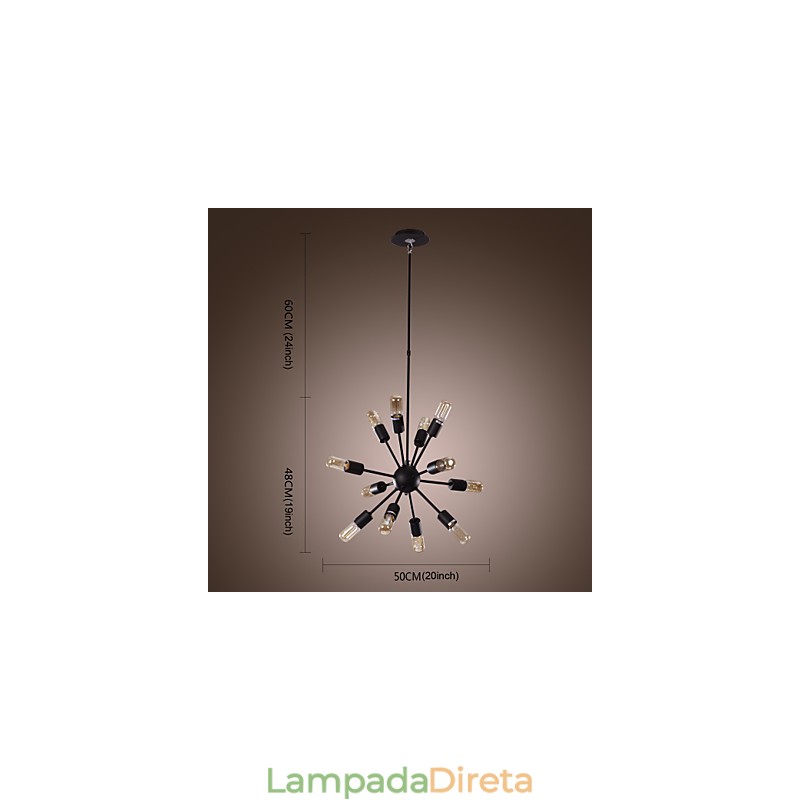 Lustre de ferro de vanguarda com 12 luzes