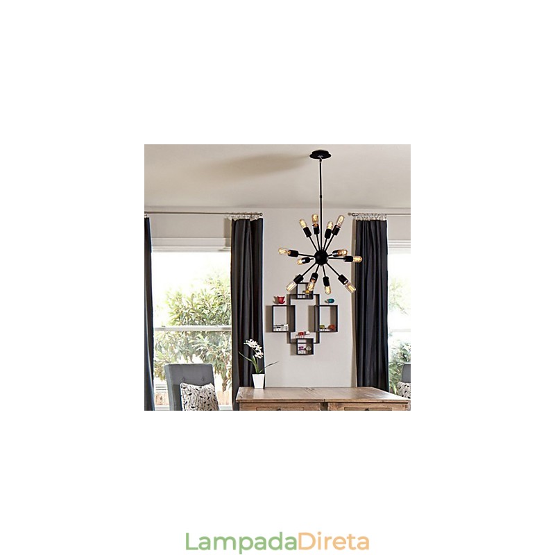Lustre de ferro de vanguarda com 12 luzes