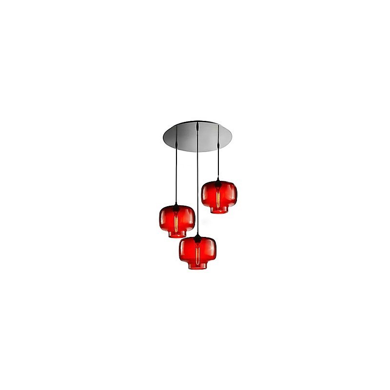 Luminária pendente de vidro moderna com 3 luzes em design de garrafa transparente