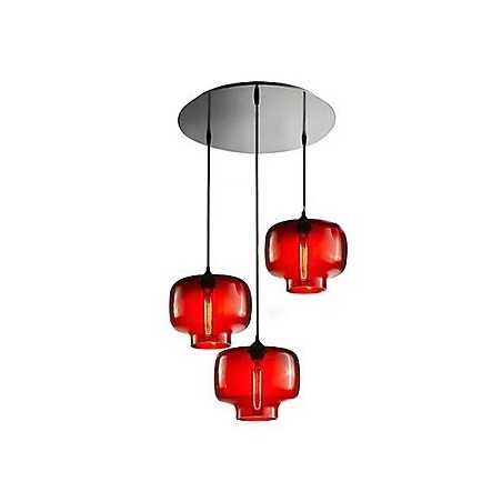 Luminária pendente de vidro moderna com 3 luzes em design de garrafa transparente Luminária pendente de vidro moderna com 3 luzes em design de garrafa transparente