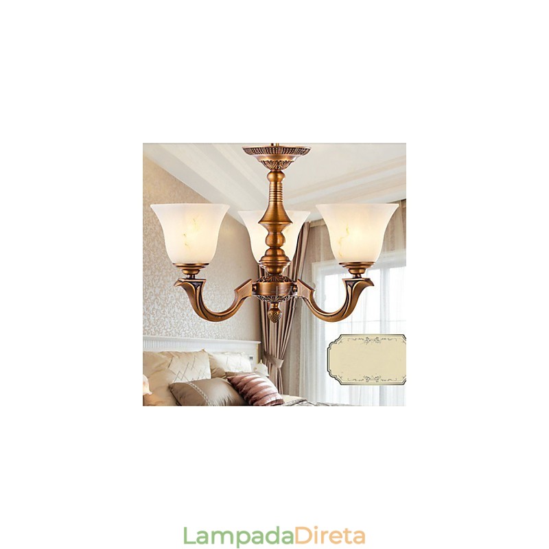 Lustre estilo europeu Luminária de cobre completo Luminárias de mármore