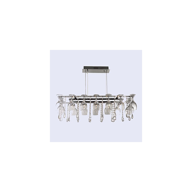 Luminária pendente moderna contemporânea tradicional clássica de cristal cromado em metal