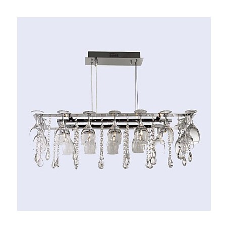 Luminária pendente moderna contemporânea tradicional clássica de cristal cromado em metal Luminária pendente moderna contemporânea tradicional clássica de cristal cromado em metal