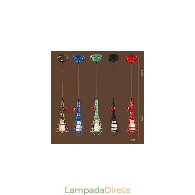 E26 Vintage Pendant Light Waterpipe Design Luzes