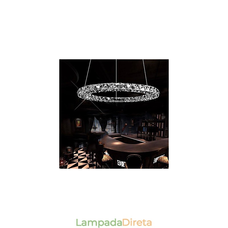 Luminária pendente de cristal moderna, única, D40CM, três lados, K9, cristal, luzes de teto internas, luminárias