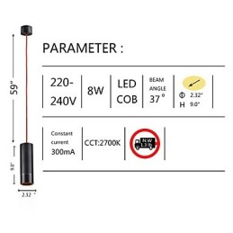 1 Mini Luminária Pendente Preto Anodizado com Alumínio