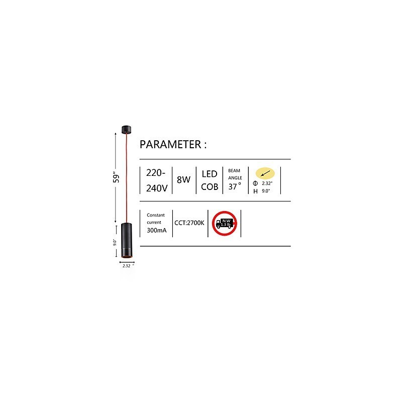 1 Mini Luminária Pendente Preto Anodizado com Alumínio