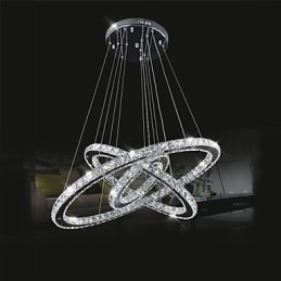 Luminárias de lustre pendente circular regulável com cristal K9 branco quente e frio com controle remoto