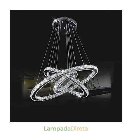 Luminárias de lustre pendente circular regulável com cristal K9 branco quente e frio com controle remoto Luminárias de lustre pendente circular regulável com cristal K9 branco quente e frio com controle remoto