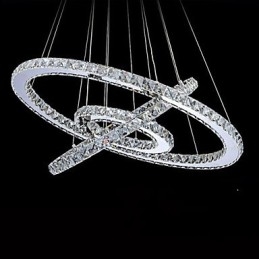 Luminárias de lustre pendente circular regulável com cristal K9 branco quente e frio com controle remoto