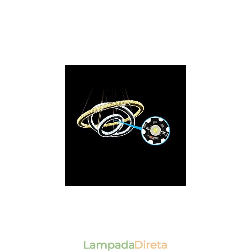 Luminárias de lustre pendente circular regulável com cristal K9 branco quente e frio com controle remoto