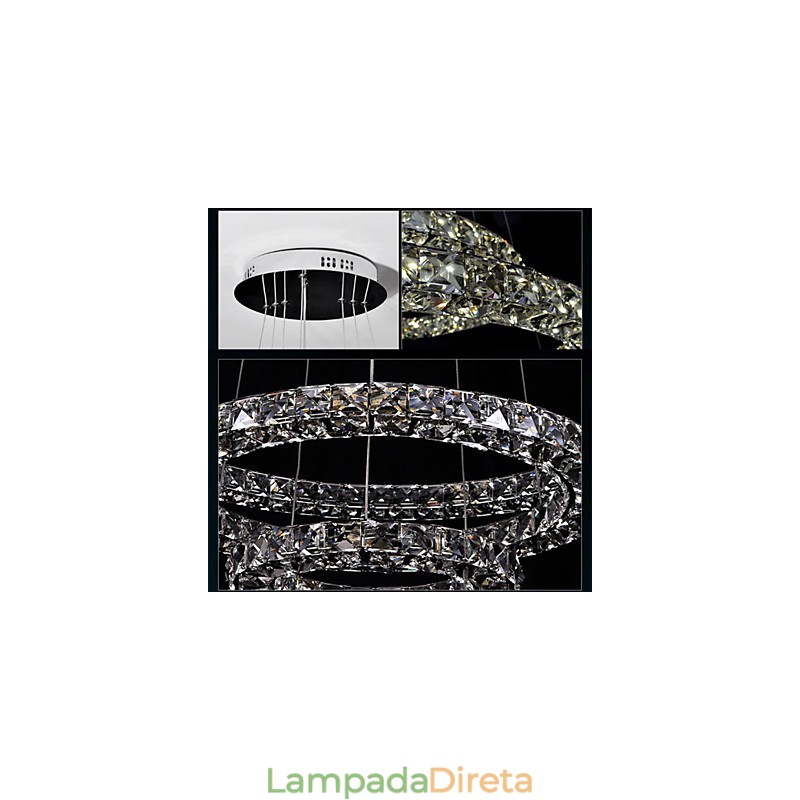 Luminária pendente de cristal moderna, única, D40CM, três lados, K9, cristal, luzes de teto internas, luminárias