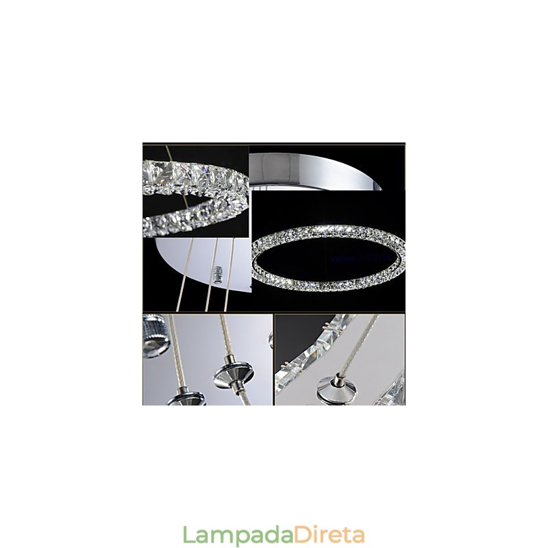 Luminária pendente de cristal moderna, única, D40CM, três lados, K9, cristal, luzes de teto internas, luminárias