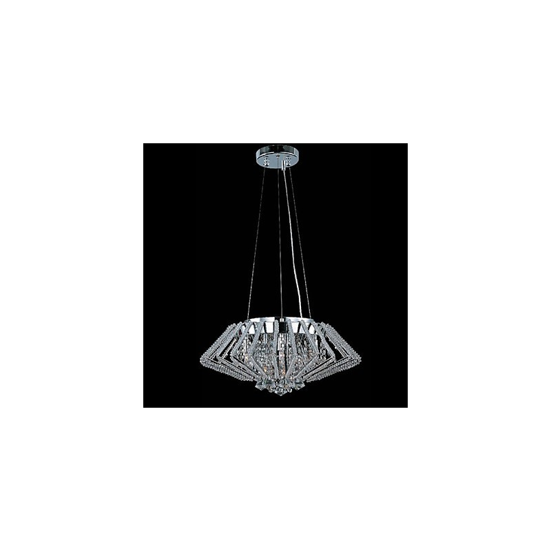 Luminária pendente de cristal em aço inoxidável em formato de diamante com 9 luzes