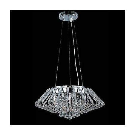 Luminária pendente de cristal em aço inoxidável em formato de diamante com 9 luzes Luminária pendente de cristal em aço inoxidável em formato de diamante com 9 luzes
