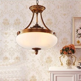 Luminária de mármore europeia Lustre de cobre Luzes
