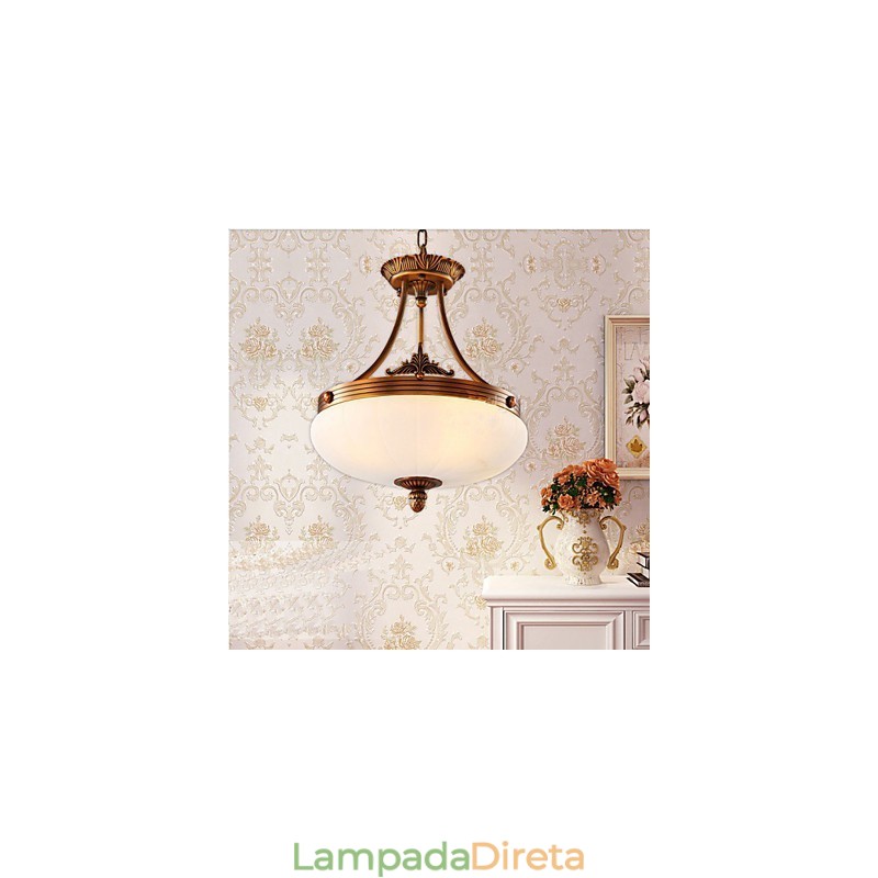 Luminária de mármore europeia Lustre de cobre Luzes
