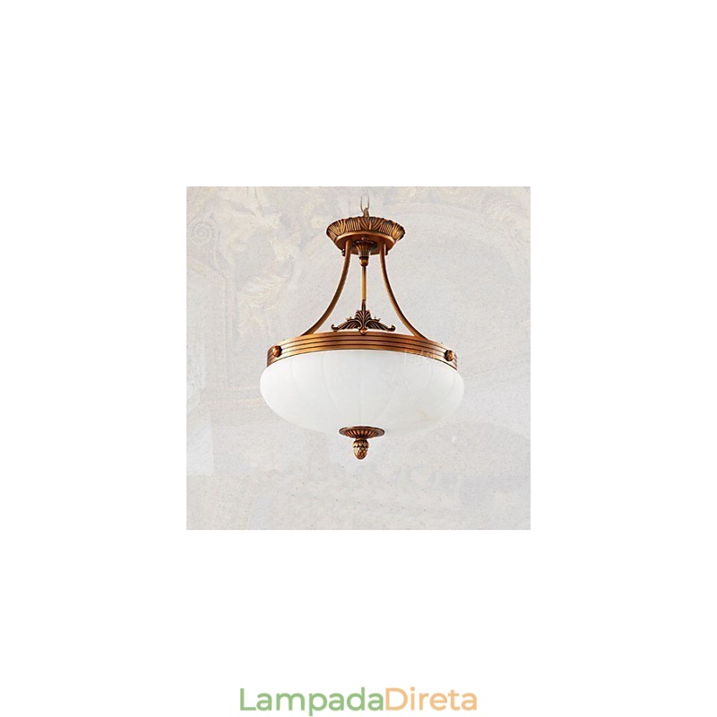 Luminária de mármore europeia Lustre de cobre Luzes