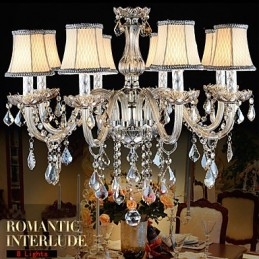 Grande lustre de cristal 8 braços luxo cristal luz lustre moda cristal luz