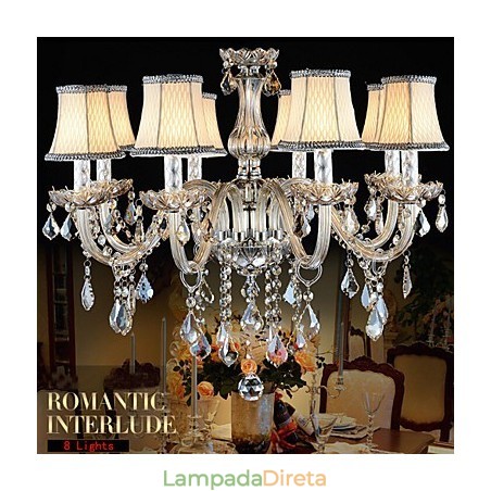 Grande lustre de cristal 8 braços luxo cristal luz lustre moda cristal luz Grande lustre de cristal 8 braços luxo cristal luz lustre moda cristal luz